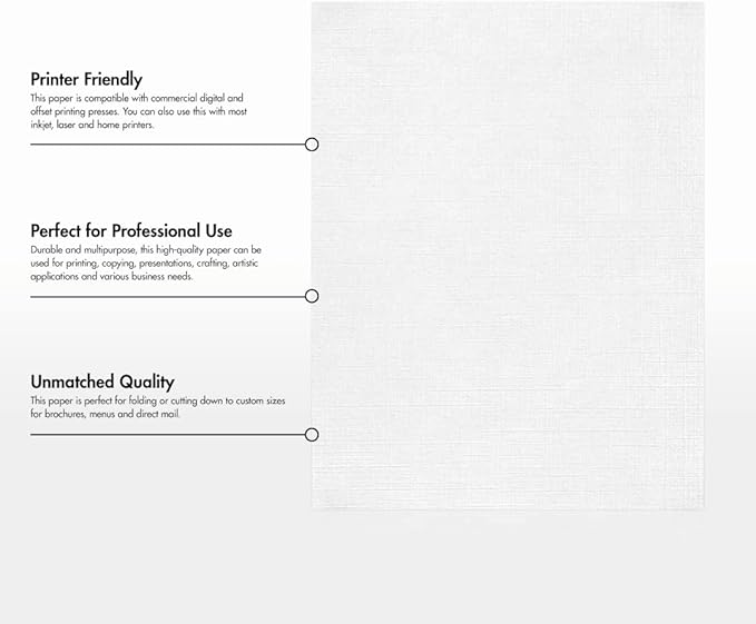 LUXPaper 8.5" x 11" Paper | Letter Size | White Linen | 24lb. (60lb. Text) | 1,000 Qty
