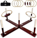 SWOOC Games - Rustic Ring Toss Game (All Weather) - Easy Setup & Extra Games Included - Ring Toss Game for Adults - Outdoor Acitivities for Adults - Yard Toys for Kids - Backyard Fun - Outdoor Party