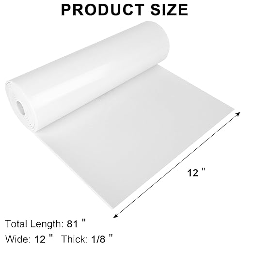 Sponge Neoprene Foam Rubber Sheet with Adhesive, 12 in x 81 in x 1/8 in Multi-Function Soundproof High Density Waterproof Rubber Mat, Perfect Cosplay Easy Cut DIY Neoprene Padding Roll - White
