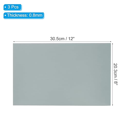 PATIKIL 8x12 Inch Anodized Aluminum Sheet Metal, 3Pcs Laser Plates Engraving Blanks 0.5MM Thin Rectangle for Crafting DIY House Laser Engraving, Gray