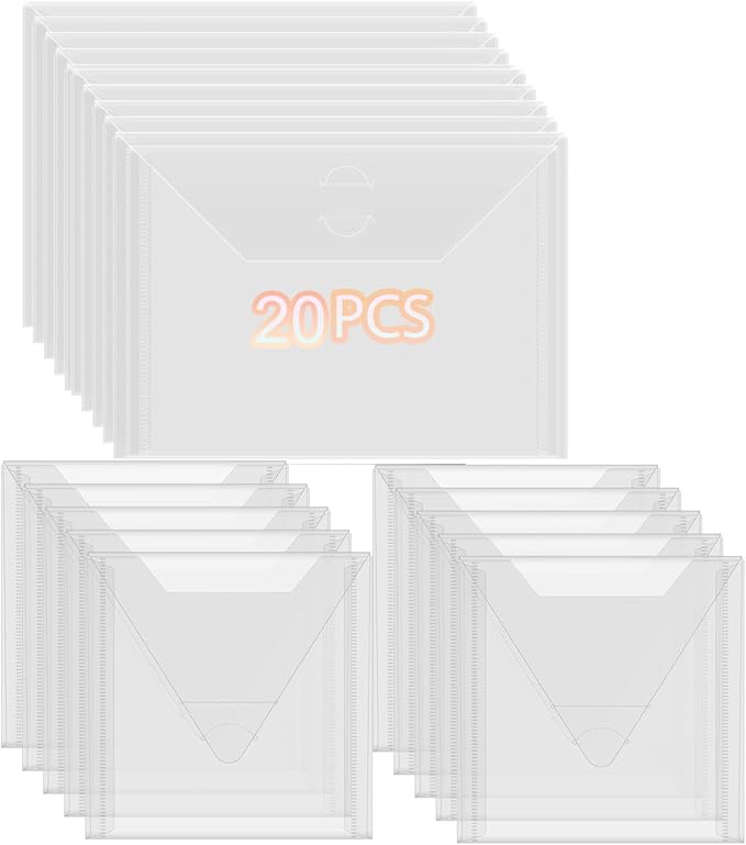 20 Pcs Stamp & Die Storage Pockets Resealable Clear Plastic Seal Bags Storage Case for Cutting Dies Stencil Album Stamp Crafts for DIY Scrapbooking Paper Card Craft Cutting Dies Storage