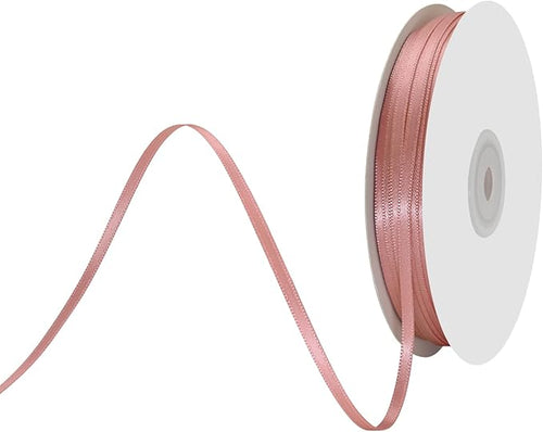 1/8" X 100 Yards Dusty Rose Satin Thin Ribbon Solid Color Double Faced Ribbons Perfect for Crafts Wedding Decor Bow Making Arts Sewing and More