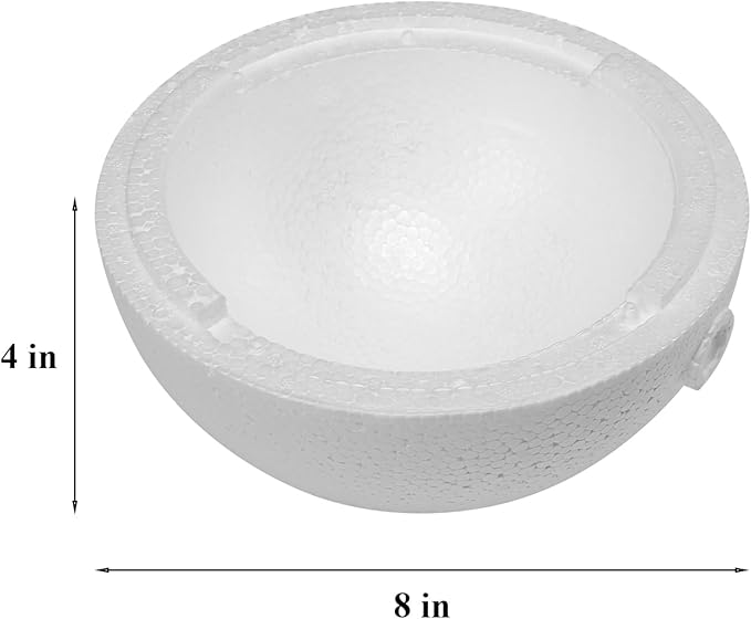4PCS 8 Inchs Hollow Foam Half Balls Hollow Dome Polystyrene Balls Hollow Half Sphere for DIY Crafts Arts Round Balls with Artist Painting Supplies and DIY Home Craft Project（White）