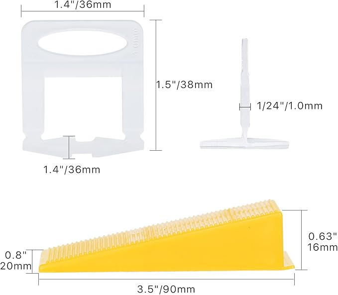 Tile Leveling System with Tile Plier 1500Pcs Piece Tile Spacers Clips 300Pcs Piece Reusable Wedges and 1 Rubber Mallet Tile Tools Set for Stone Installation (1/32"(1.0 mm)