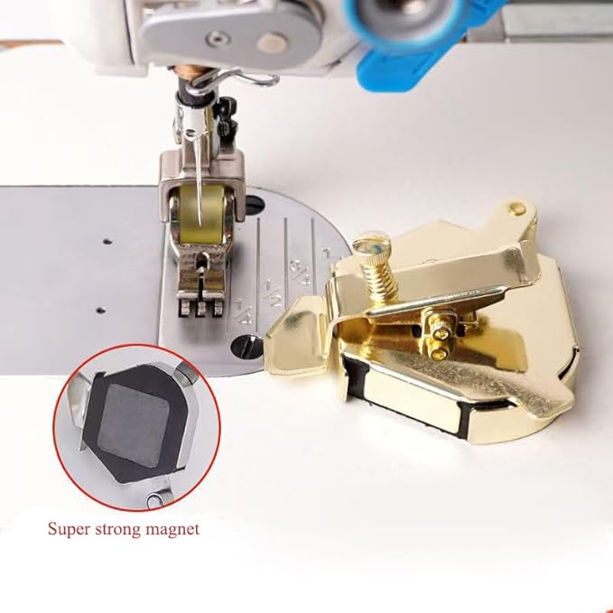 Bequilter Upgraded Multifunctional Magnetic Seam Guide for Sewing Machines, Adjustable Sewing Guide for Precise Stitching, Universal Sewing Supplies and Accessories (Gold)