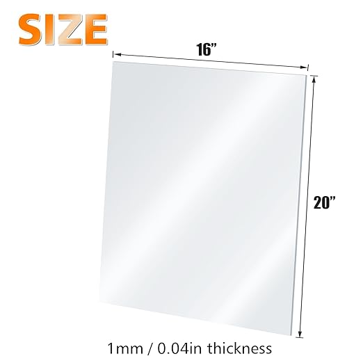 Egofine Plexiglass Sheets Acrylic Sheets 3 Pack of 16x20’’ 0.04 Thick Clear Plastic Cast Transparent Plexi Glass for Crafting Projects, Replacement Picture Frame Glass, DIY Display, Easy to Cut