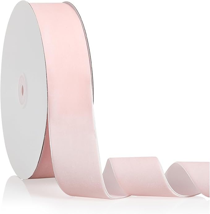 1.5" X 20 Yards Baby Pink Velvet Ribbon for Christmas Tree Wreath Decoration Handmade Crafts Ornaments Gift Wrapping & Bow Making