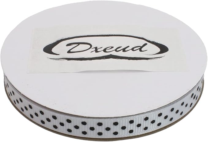 Polka Dot Grosgrain Ribbon 25 Yard Each Roll 100% Polyester (3/8", White)