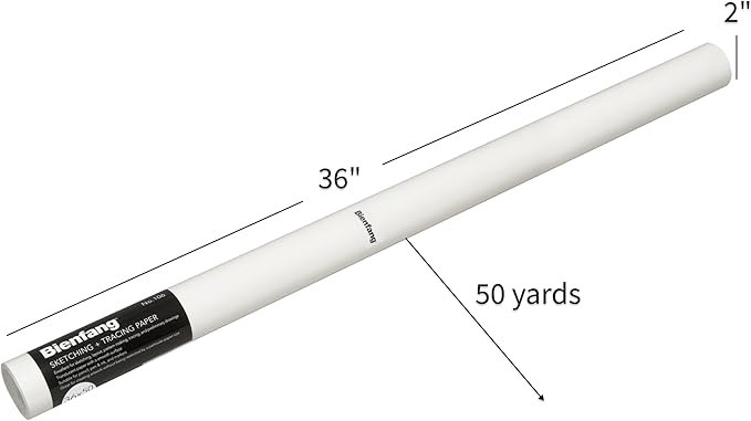 Bienfang Sketching & Tracing Paper Roll, White, 36 Inches x 50 Yards - for Drawing, Trace, Sketch, Sewing Pattern
