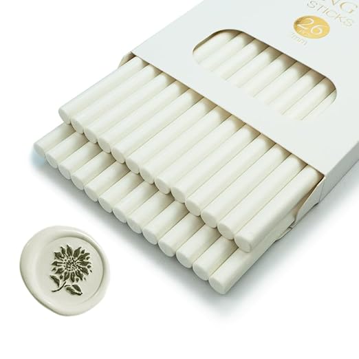 Wax Seal Stick, Ioggtser 26 PCS Mini Glue Gun Wax Seal Stick for Wax Seal Stamp, Sealing Wax Sticks for Wedding Invitations, Cards, Envelopes (White)