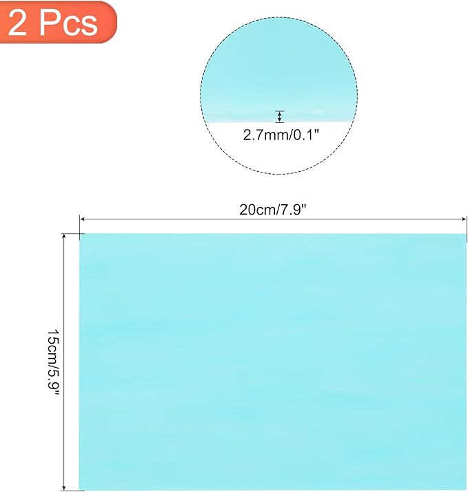 MECCANIXITY 2 Pcs Stained Glass Sheet Mosaic Tile 7.9 Inch x 5.9 Inch Sky Blue Stained Glass Sheets for Crafts DIY Art Project