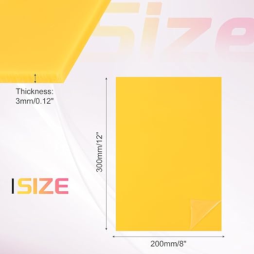 uxcell Acrylic Sheets 12x8 Inch Acrylic Panel 1/8 Inch-3mm Plastic Board for Picture Frames Sign Holders DIY Display Projects Craft, Yellow