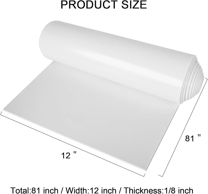 Neoprene Sponge Rubber Foam Sheets with Adhesive Backing, 12" x 81" x 1/8" White Foam Roll Insulation Board Soundproof Neoprene Mat, Great for Cosplay Padding, DIY, Gaskets, Costume, Crafts