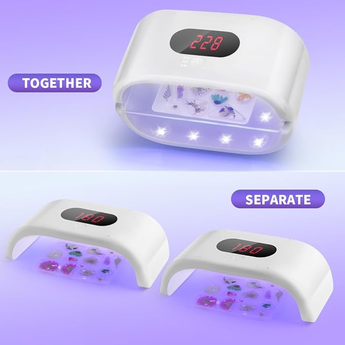 UV Light for Resin, 36W Double Side Fast Curing UV Resin Light with Adjustable Time Setting Portable Foldable Small UV Lamp