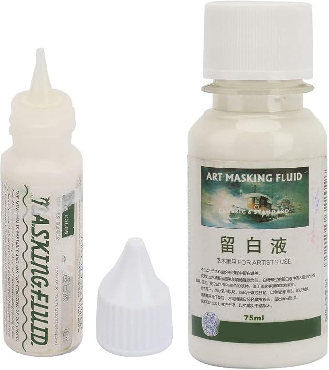 Hztyyier Pigment Covering Liquid, Watercolor White Liquid Art Masking Fluid for Watercolor Painting and Various Art Projects (18ml)