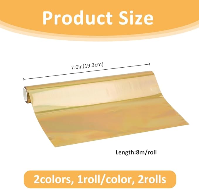 SUPERFINDINGS 2 Colors 16m/Roll PET Hot Foil Transfer Roll Hot Foil Stamping Paper 19.3cm Width Metallic Heat Transfer Foil Papers for Foil Quill/Heat Foil Pen Craft Card Making Golden Silver
