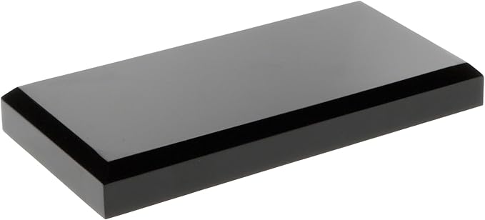 Plymor Black Acrylic Rectangular Beveled Display Base, 6" W x 3" D x 0.75" H, Pack of 2
