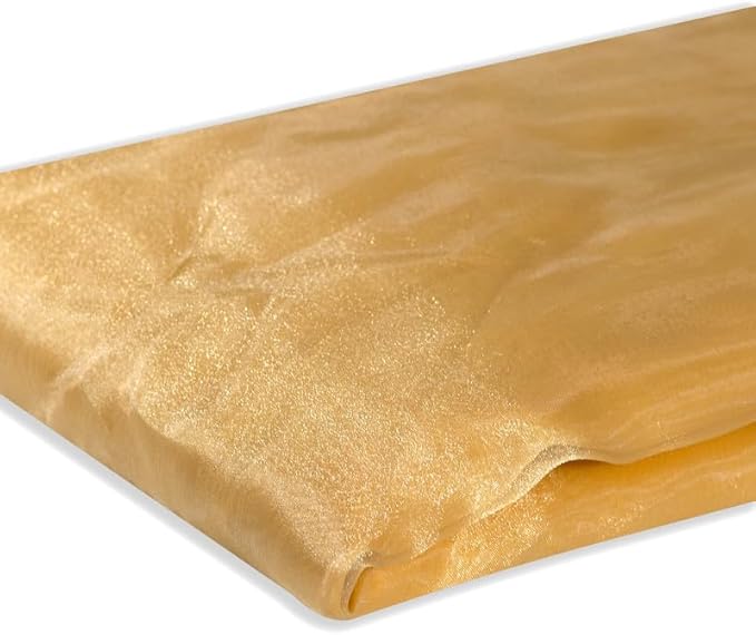 Fynite Champagne Gold Organza Fabric by The Yard | 1 Yard Long | 44" Wide | Bridal Soft Sheer Organza Tulle for DIY Wedding Dress Fashion Craft Decorations