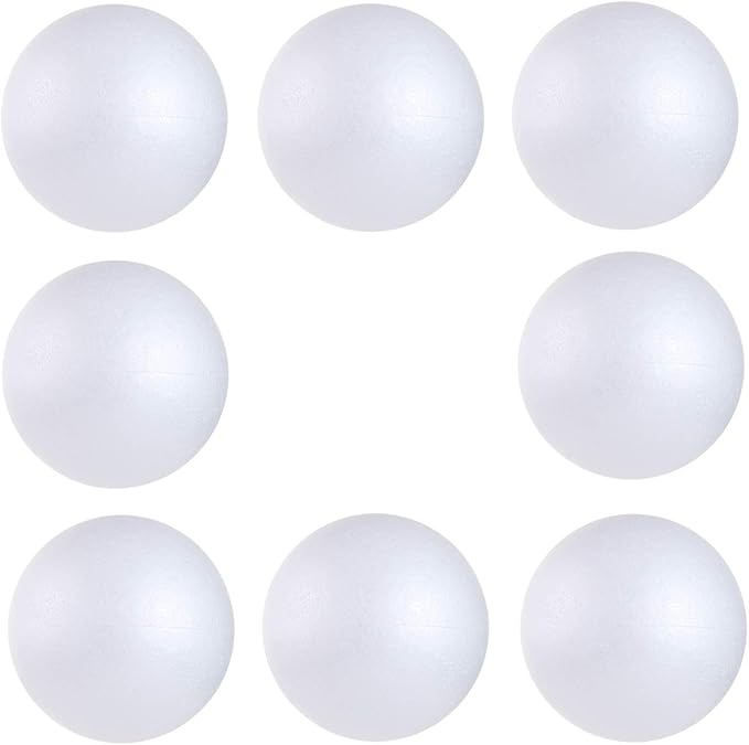 8PCS 4 Inch White Foam Balls Polystyrene Craft Balls Foam Balls for Easter Art Craft Household School Projects and Christmas Party Decorations
