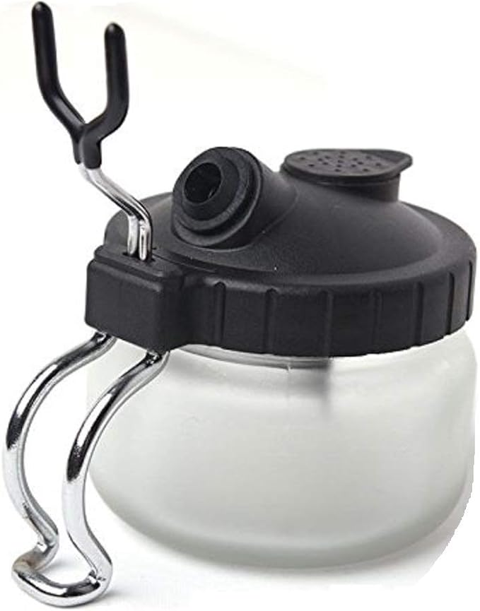 Multi-Purpose Airbrush Cleaner Cleaning Pot Strong Glass Filters Cleaner Airbrush and Airbrush Holder,Airbrush Cleaning Pot Strong Glass Jar Bottles Kit with Airbrush Holder Station