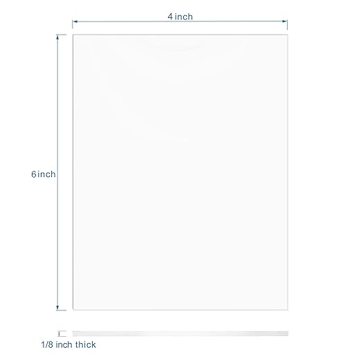 Pack of 10 Clear Acrylic Sheet 4" x 6" Cast Plexiglass Panel 1/8" Thick (3mm) Transparent Plastic Board for Sign, Craft, Display Projects, Laser Cutting, Engraving, Painting