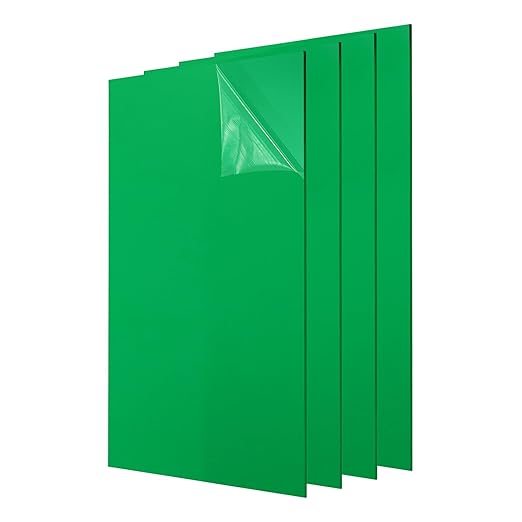 uxcell 4Pcs Acrylic Sheets 12x6 Inch Acrylic Panel 1/8 Inch-3mm Plastic Board for Picture Frames Sign Holders DIY Display Projects Craft, Green