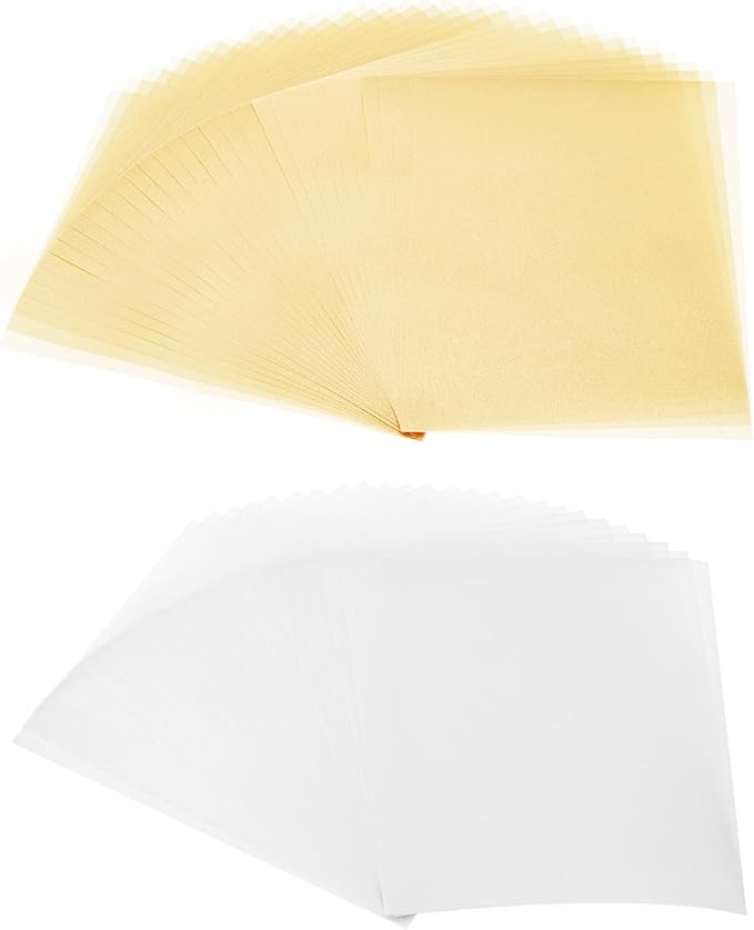 PATIKIL 60 Sheets Vellum Paper 8.5x11inches, Printable Translucent Paper 100GSM Colored for Invitations Laser Inkjet Printing Card Making Crafting Wedding Tracing, Beige Gold/White