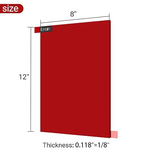 Enoin 2 Pack 8x12 Inches Red Non Transparent Acrylic/Plexiglass Sheet 0.118'' 1/8 Thick, Plastic Sheet Colored Board Panel for Glass, DIY, Painting, Art Craft
