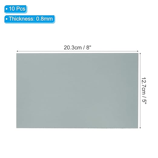 PATIKIL 5x8 Inch Anodized Aluminum Sheet Metal, 10Pcs Laser Plates Engraving Blanks 0.5MM Thin Rectangle for Crafting DIY House Laser Engraving, Gray