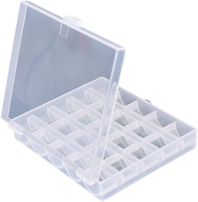 AKIRO 25 Slots Empty Bobbins Spools Box, Sewing Craft Plastic Case Storage Box for Sewing Machine 2 Pack