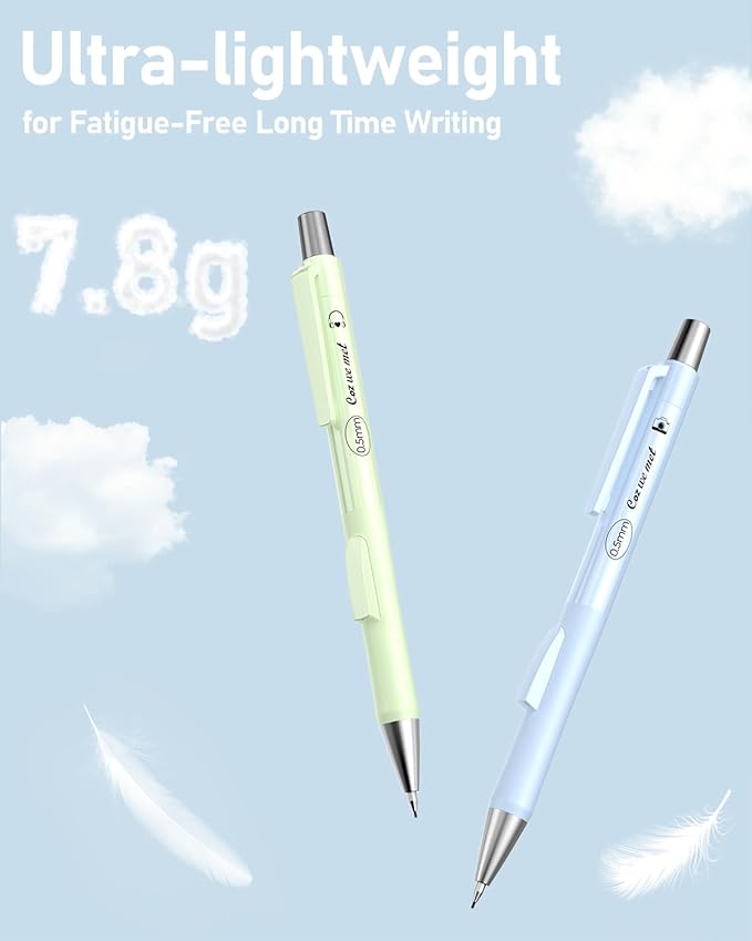 Four Candies Cute Mechanical Pencil Set with Case, 4PCS 0.5mm Pastel Fast Click Aesthetic Mechanical Pencils with 480PCS HB Lead Refills, 2 Erasers, 12 Eraser Refills School Supplies for Girls Writing