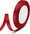 3/8" x 25 Yards Satin Ribbon, Scarlet Silk Ribbon Ideal for Gift Wrapping, Floral Bouquets, Crafts, Wedding Party Decorations, Christmas and Sewing Projects