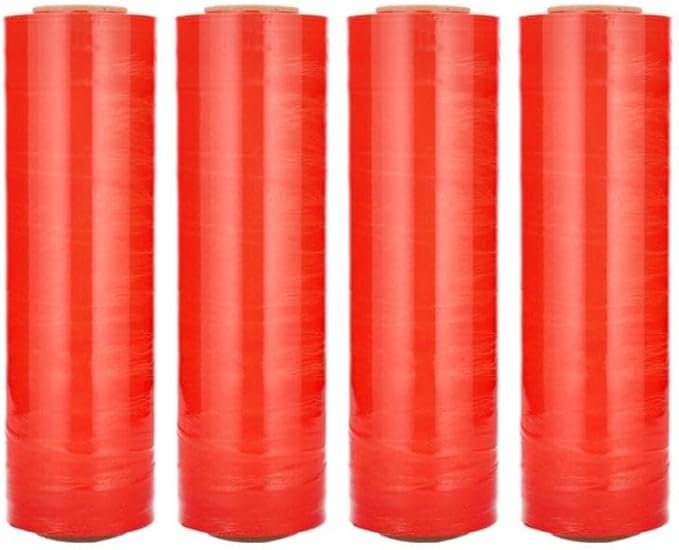 PSBM Orange Stretch Wrap, 15 Inch x 1476 Feet, 4 Pack, Tinted Pre-Stretched Shrink Wrap Film for Moving, Packaging, Pallet Wrapping