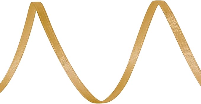 LIUYAXI Old Gold Double Faced Satin Ribbon, 1/8" X Continuous 100 Yards, Thin Ribbons Perfect for Gift Wrapping Wedding Invitation Card Hair Bows Tag Floral Arrangement DIY Craft