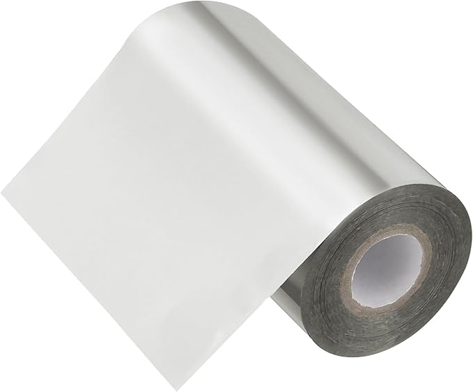 PATIKIL 5"x400Ft Hot Stamping Foil Paper, Heat Transfer Hot Stamping Paper Foil Roll for Leather DIY Logo Decor Craft Gift Package Scrapbook Card, Silver Tone