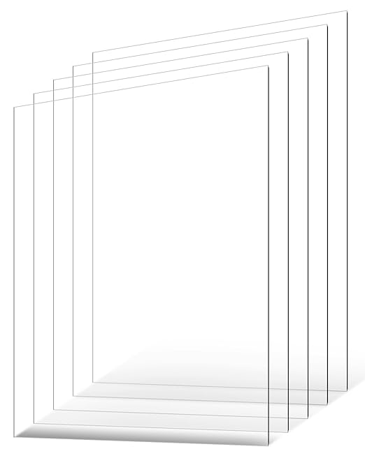 VEVOR PET/Plexiglass Sheets, 5-Pack Plastic Sheet, 24 x 36 Inch 0.04 Inch Thick Transparent Clear Flexible Plastic Panels for Craft, Replacement Picture Frame Glass, DIY Display Project, Easy to Cut