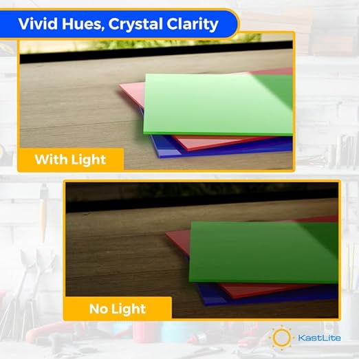 KastLite Colored Acrylic Sheets Nominal 6" x 18" - Plastic Sheet Easy to Cut, Saw, Shape, Laser Cut - Ideal for Arts & Crafts & DIY Projects- Durable, Lightweight, Scratch Resistant - Yellow 2 Pack