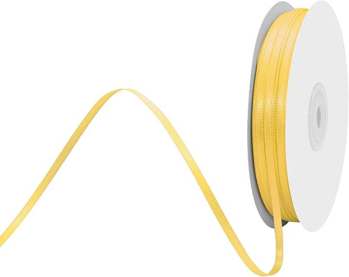 1/8" X 100 Yards Maize Yellow Satin Thin Ribbon Solid Color Double Faced Ribbons Perfect for Crafts Wedding Decor Bow Making Arts Sewing and More