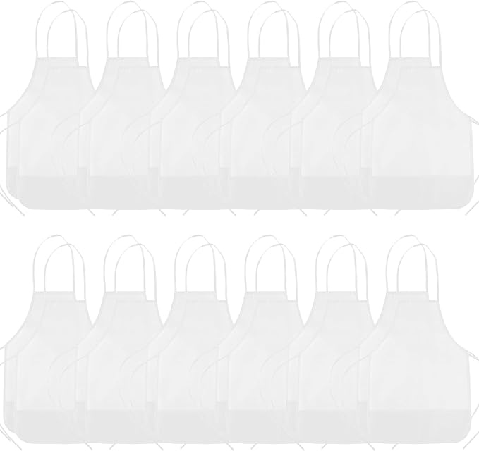 CHRORINE 6/12/24 Pack Kids Painting Apron Toddler Art Aprons for Kids Paint Apron Smock for Painting Cooking Craft Activity