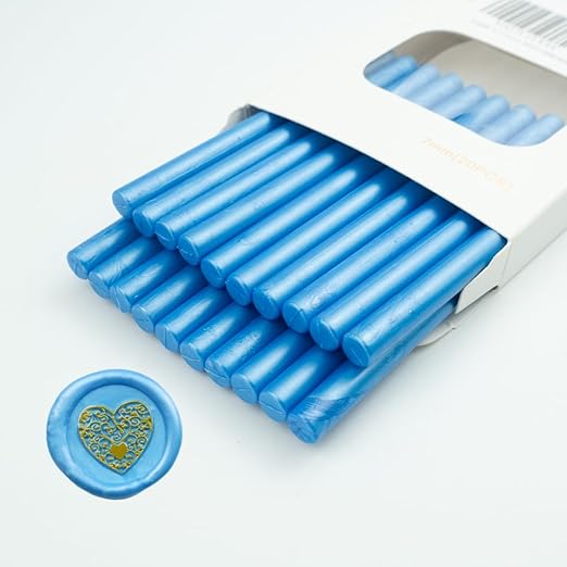 Wax Seal Stick, Ioggtser 20PCS Mini Glue Gun Wax Seal Stick for Wax Seal Stamp, Sealing Wax Sticks for Wedding Invitations, Cards, Envelopes (Sky Blue)