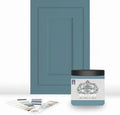 ALL-IN-ONE Paint, Durable cabinet and furniture paint. Built in primer and top coat, no sanding needed. Includes our 30 featured color card - Blissful (french blue), 8oz Sample