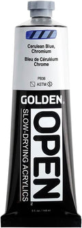 OPEN Slow-Drying Acrylics by GOLDEN, Cerulean Blue Chromium, 5 fl oz. tube, Professional Acrylic Paint, Semi-Transparent