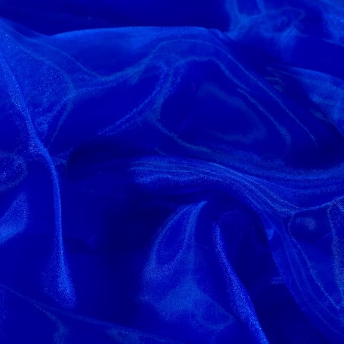 Fynite Royal Blue Organza Fabric by The Yard | 10 Yard Long | 44" Wide | Bridal Soft Sheer Organza Tulle for DIY Wedding Dress Fashion Craft Decorations
