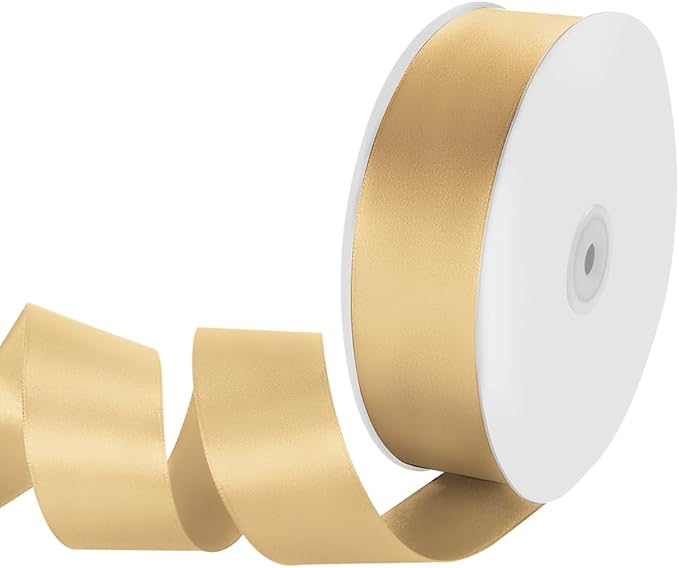 1-1/2" Width x 100 Yards Satin Ribbon, Light Gold Ribbon Perfect for DIY Craft, Bows, Gift Wrapping, Flower Bouquet, Valentine's Day, Christmas and Party Decoration