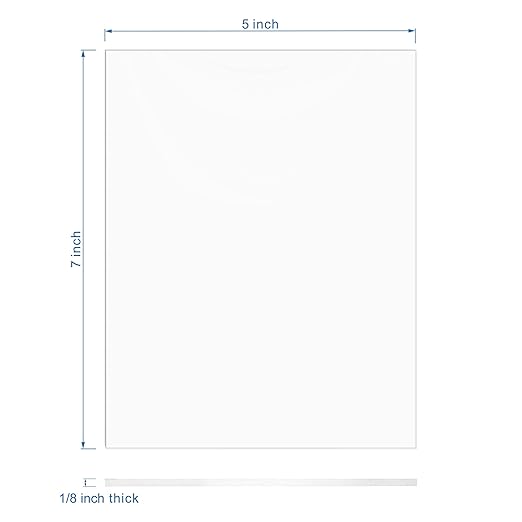 Pack of 10 Clear Acrylic Sheet 5" x 7" Cast Plexiglass Panel 1/8" Thick (3mm) Transparent Plastic Board for Sign, Craft, Display Projects, Laser Cutting, Engraving, Painting