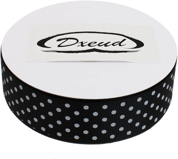 Polka Dot Grosgrain Ribbon 25 Yard Each Roll 100% Polyester (1", Black)