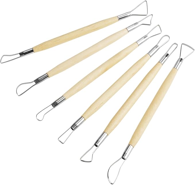6Pcs Clay Sculpting Tools, Small Double Ended Wax Carving Clay Sculpting Loops Rakes Pottery Tools for Embossing, Carving Tools and Supplies