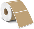 iEager Brown Square Thermal Label Stickers, 3" x 3" Self-Adhesive Square Direct Thermal Labels with Perforation Line, 500 Sheets/Roll