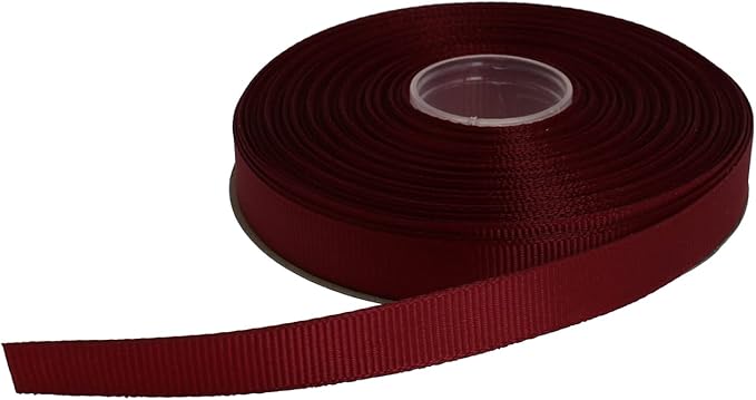 Solid Grosgrain Ribbon 25 Yard Each Roll 100% Polyester Woven Edge (3/8", Dark Red)
