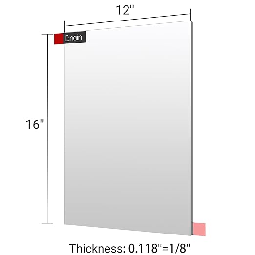 Enoin 2pcs 12 x 16 Inch Silver Mirror Acrylic/Plexiglass Sheet 0.118'' 1/8'' Thick, Non Glass Safety Reflective Mirror Sheet Laser Board Panel for Home and Commercial Use, DIY Craft, Wall Decor